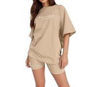 Meaunzyl Completo Donna Elegante Lino Cotone E Lino Tute Da Ginnastica T-Shirt Manica Corta E Pantaloni Offerta Completa Casual Curvy Tracksuit Tinta Unita Estivi Casual Spiaggia Lavoro Vacanza