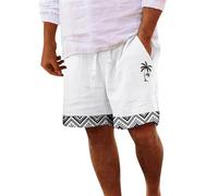 Meaunzyl Pantlaoncini Uomo Estivi Lino Cotone Pantaloni Corti Uomo Sportivi Casual Leggero Bermuda Shorts Comodo Tinta Untia Pantlaoncini da Spiaggia Eleganti Pantalone Corto con Coulisse E Tasche