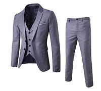 Meaunzyl Vestito Uomo 3 Pezzi Slim Fit Suit Formale Tuta in Puro Colore con Un Bottone Giacca E Pantaloni Manica Lunga Abito da Sposa Traspirante Classica Blazer Vintage per Matrimoni E Affari