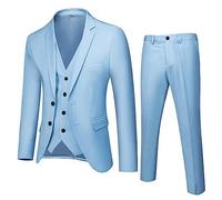 Meaunzyl Vestito Uomo 3 Pezzi Slim Fit Suit Formale Tuta in Puro Colore con Un Bottone Giacca E Pantaloni Manica Lunga Abito da Sposa Traspirante Classica Blazer Vintage per Matrimoni E Affari
