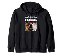 Meawy Catmas Funny Cat Christmas Xmas Kittens Lovers Felpa con Cappuccio