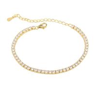 meberg Karma NH10390783 - Bracciale da donna in cristallo con zirconi 5A, in argento o oro, con zirconi, delicato ed elegante, 16,5 x 0,25 cm, Acciaio inossidabile acciaio inox zircone, zircone.