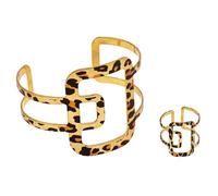 meberg Karma NH10797737 - Set di gioielli da donna in oro, marrone, con bracciale e anello, design moderno, elegante idea regalo