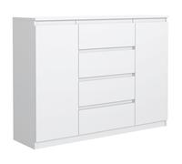 MebLocker Cassettiera con 4 Cassetti e 2 Ante - Settimino 140x102x40 cm - Cassettiera Salvaspazio per la Camera da Letto e Soggiorno - Armadio con Cassetti dal Design Moderno - Bianco