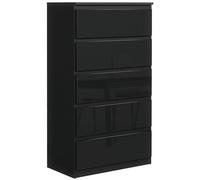 MebLocker Cassettiera con 5 Cassetti - Settimino 39x70x125 cm - Cassettiera Salvaspazio per la Camera da Letto e Soggiorno - Armadio con Cassetti dal Design Moderno - Nero con Frontali Lucidi