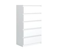 MebLocker Cassettiera con 5 Cassetti - Settimino 39x70x125 cm - Cassettiera Salvaspazio per la Camera da Letto e Soggiorno - Armadio con Cassetti dal Design Moderno - Bianco