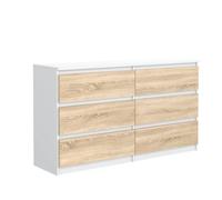 MebLocker Cassettiera con 6 Cassetti - Settimino 120x80x40 cm - Cassettiera Salvaspazio per la Camera da Letto e Soggiorno - Armadio con Cassetti dal Design Moderno - Bianco Sonoma