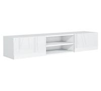 MebLocker Mobile TV da Parete - con 2 Scomparti e 2 Cassetti - 120x30x35 cm - Mobile Multimediale Sospeso per il Soggiorno - Armadio dal Design Moderno - Bianco Lucido