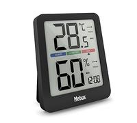 MEBUS digitale Klimastation mit Innenthermometer und -hygrometer, Uhr, Komfortindikator für perfekte Raumtemperatur, Displaybeleuchtung, Min-/Max-Funktion, Trendanzeige, Farbe: Schwarz, Modell: 11115