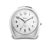 Mebus extragroßer Quarz-Wecker ohne Ticken, mit Beleuchtung, Gut lesbarem Zifferblatt, großer Schalter für Alarm/lautloser Wecker/Farbe: Weiß/Modell: 27221