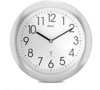 MEBUS Funk-Wanduhr mit silbernem Rahmen und 25 cm Durchmesser/Farbe: Silber/Weiß/Modell 52451