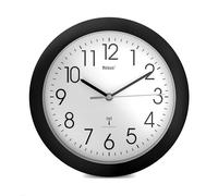 MEBUS Funk-Wanduhr mit schwarzem Rahmen und 25 cm Durchmesser/Farbe: Schwarz/Modell 52450