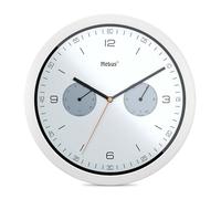 Mebus Orologio da Parete al Quarzo con termometro e igrometro, Bianco, 26 cm Durchmesser
