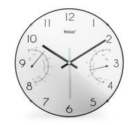 Mebus Wanduhr mit Thermometer und Hygrometer Orologio da Parete al Quarzo con termometro e igrometro, Bianco, 30 cm