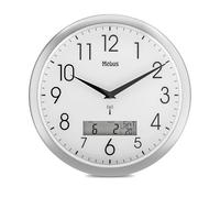 Mebus Orologio da parete radio 29 cm, silenzioso, display LCD per data e temperatura, bianco, modello 19422 - Multifunzionale e silenzioso