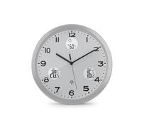 Mebus Orologio da parete radio, quadrante bianco, indicatore di temperatura interno ed esterno, con trasmettitore esterno, umidità, modello 13150