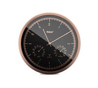 Mebus Orologio da parete radio TinyTime con termoigrometro | senza ticchettio | 25 cm | quadrante nero | cassa color rame | 1978