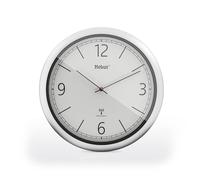 Mebus Orologio da parete senza fili, 26 cm, design trasparente, cornice argentata, quadrante bianco, modello 19810, elegante e preciso, bianco
