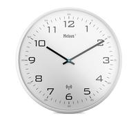 Mebus Orologio da parete senza fili, 30 cm, silenzioso, cornice bianca, quadrante bianco, modello 13080, perfetto per soggiorno e cucina, bianco