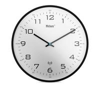 Mebus Orologio da parete senza fili, 30 cm, silenzioso, cornice nera, quadrante bianco, modello 13079 - Display grande e chiaro, nero