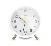 Mebus Sveglia silenziosa con design elegante, snooze e quadrante illuminato, colore bianco per qualsiasi stanza, 56973