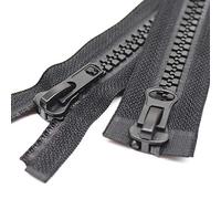 MebuZip 100 cm #10 cerniera plastica divisibile a 2 vie, cerniera nera per cappotto, giacche (2 vie)