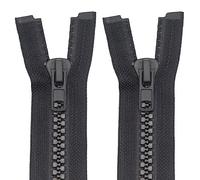 MebuZip 2 pezzi 100 cm #10 cerniera in plastica divisibile nero 8,5 mm cerniera per giacche cucito cappotti (DK2T)