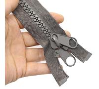 MebuZip 2 Pezzi 152 cm #10 Cerniera in Plastica Divisibile Grigia 8,5mm con Doppio Tirante per Tenda e Sacco a Pelo, DP Grigio