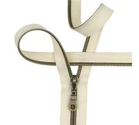 MebuZip Chiusura lampo in nylon da 9 m, color bronzo, lunghezza 10 m, a spirale da 6 mm + 25 chiusure a clip per borse, decorazioni fai da te (bronzo beige)