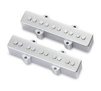 MEC passive J/J-Style - Set di pick-up per basso, copertura in metallo, Pieces a polo aperto, 5 corde, cromato spazzolato