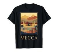 Mecca Arabia Saudita Deserto Skyline Retro Viaggio Graphic Art Maglietta