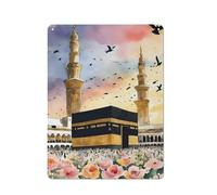 Mecca Art Poster Kaaba Architettura Haram Moschea Kaaba Masjed Arabia Saudita Stampa musulmana islamica Regali Musulmani Tela Arte da parete Decorazione da parete Arte Metallo Tin Poster Modern Bar