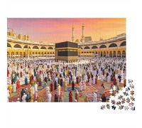 Mecca Pilgrimage Puzzles 1000 Pezzi Riciclato Carta Islam Scenery Puzzle for Ragazzo e Ragazza Ages 6 Years Up Educativo Game Challenge Divertente Gioco Familiare 70x50cm/1000pcs