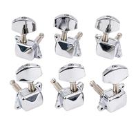 Meccaniche Per Chitarra 3R3L Rapporto 15:1 Meccaniche Semi Chiuse Sintonizzatori Chiavi Con Pulsante Esagonale Grande Chitarra Elettrica Acustica(Chrome)