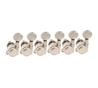 Meccaniche Per Chitarra R18K Rapporto 18:1 Pieno Sigillato Chiusura Della Testa Della Macchina Accordatore Per Chitarra Chiave Accordatura Con Pulsante Ovale Vintage(6L Nickel)