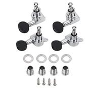 Meccaniche, piroli, accordatori per corde, lega di alluminio premium, antiruggine, anticorrosione, piroli per ukulele, piroli per chitarra, nero opaco, argento 2L 2R, 4 pezzi