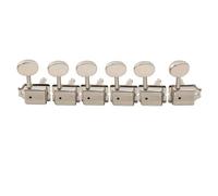 Meccaniche Vintage Deluxe Split Shaft 6 in linea, compatibile con Wilkinson | Per stile Fender/Squier Classic Vibe, stile Tele; boccola 8,8 mm, rapporto 15:1(Nickel Button)