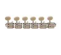 Meccaniche Vintage Deluxe Split Shaft 6 in linea, compatibile con Wilkinson | Per stile Fender/Squier Classic Vibe, stile Tele; boccola 8,8 mm, rapporto 15:1(Off White Button)