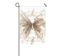 meccanico cyber-style Farfalla note musicali Sfondo oro Bandiere da cortile per Giardino porta di Pasqua banner per la decorazione del portico 12x18 pollici doppio lato