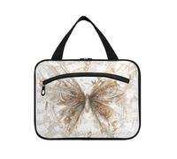 Meccanico Cyber Style Farfalla Note Musiche Sfondo Oro Hanging Bag per gli Uomini Viaggiare con gancio, Designer Toiletry Bag Hanging per le Donne Campeggio bolsas para maquillaje de