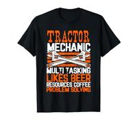 Meccanico del Trattore Multi Tasking Problem Solving Amante della Birra Maglietta con Stampa Grafica Economica