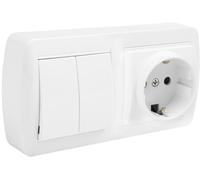 Meccanismi elettrici - Serie Murale di superficie - MUR36U BASE SCHUKO + DOPPIO CONMUTATORE SERIE MURAL