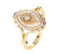 Meccanismo ad anelli, 4 anelli, anelli per donne, oro rosa, taglio bianco, zirconia cubica, Bridal Engagement Jewelry, D, Acciaio inossidabile, Nessuna pietra preziosa