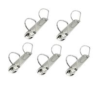 Meccanismo ad anelli a forma di D, 2 anelli in metallo, accessori per la conservazione della carta, per libri di testo, cartelle, documenti (confezione da 5)