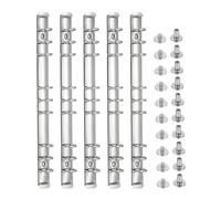 Meccanismo per raccoglitore ad anelli in metallo, 5 pezzi Argento Meccanismo con anelli a D 9 fori Raccoglitore ad Sostituzione dorso 2 cm 26,3x1