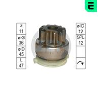 MECCANISMO UNIDIREZIONALE MOTORINO D'AVVIAMENTO ERA ZN1714 PER FORD C-MAX (DM2)