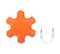 MECCANIXITY 1 sdoppiatore per cuffie da 3,5 mm con cavo AUX da 3,5 mm, 1 maschio a 5 porte femmina, adattatore splitter per cuffie stereo, colore: arancione