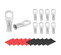 MECCANIXITY 10 terminali per cavi della batteria, 8 AWG da 5/16 pollici, terminali tubolari ad anello chiuso, connettori a crimpare con occhiello in rame nudo con tubi termorestringenti, argento