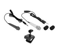 MECCANIXITY 2 mini microfoni portatili per la registrazione vocale e il canto con supporto per microfono e copertura, argento e nero