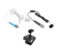 MECCANIXITY 2 mini microfono piccolo microfono portatile con auricolare Mic Stand Cover per cantare registrazione vocale video per telefono blu, nero